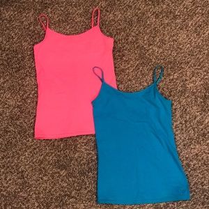 neon pink and blue Justice camisoles